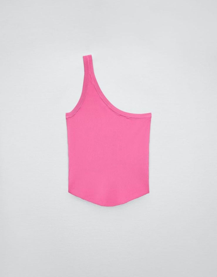 Pink One Side Shoulder Top