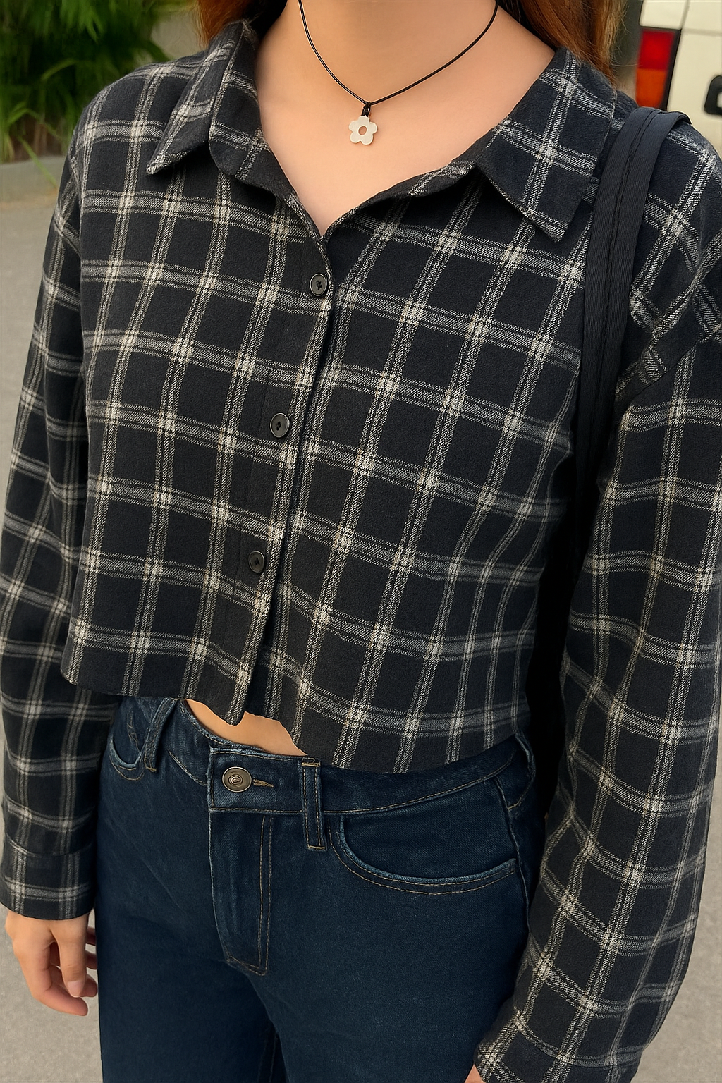 Cropped Check Shirt