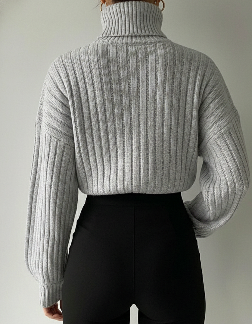 High Neck Cropped Sweater