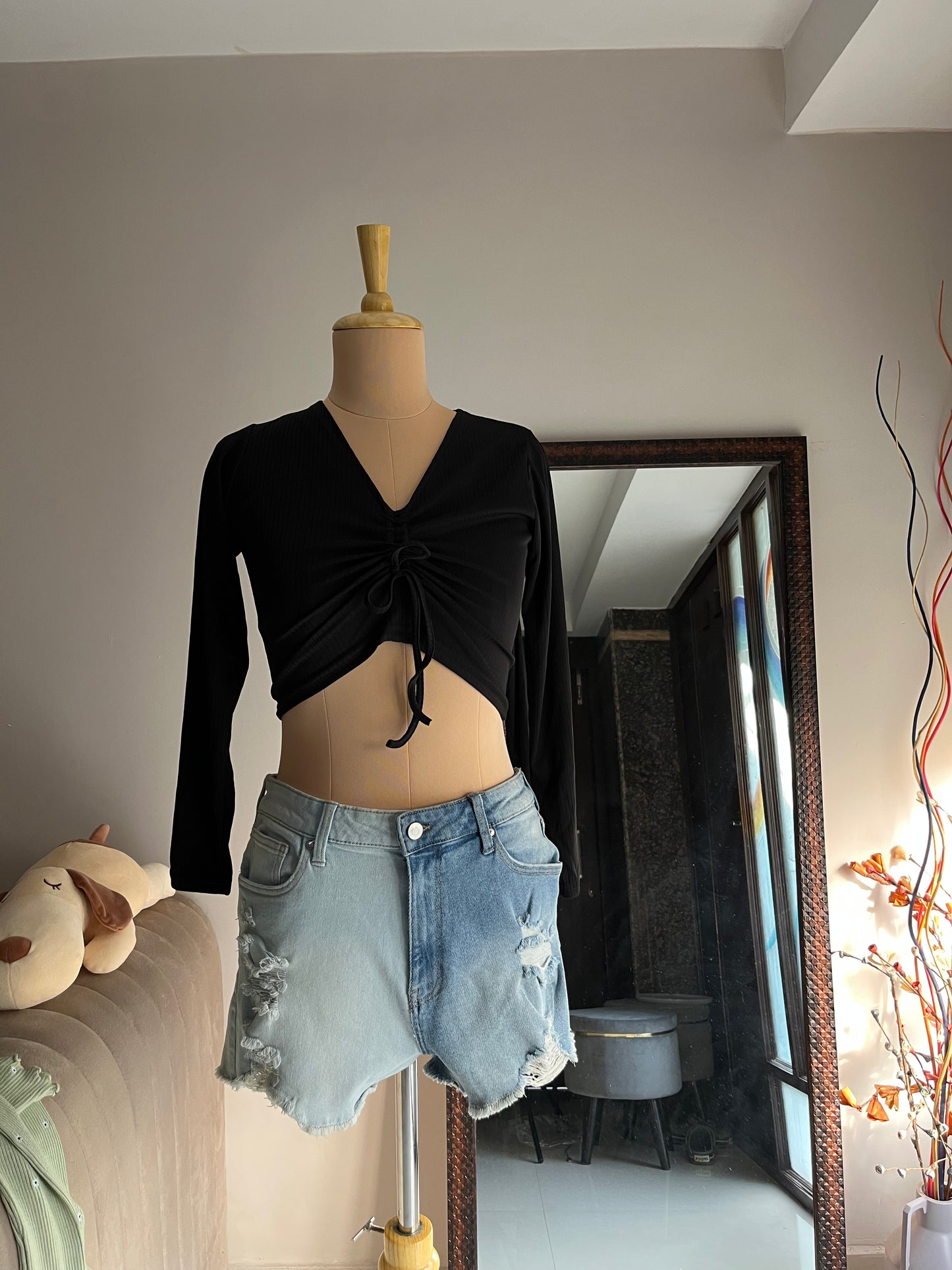 Black Drawstring Top