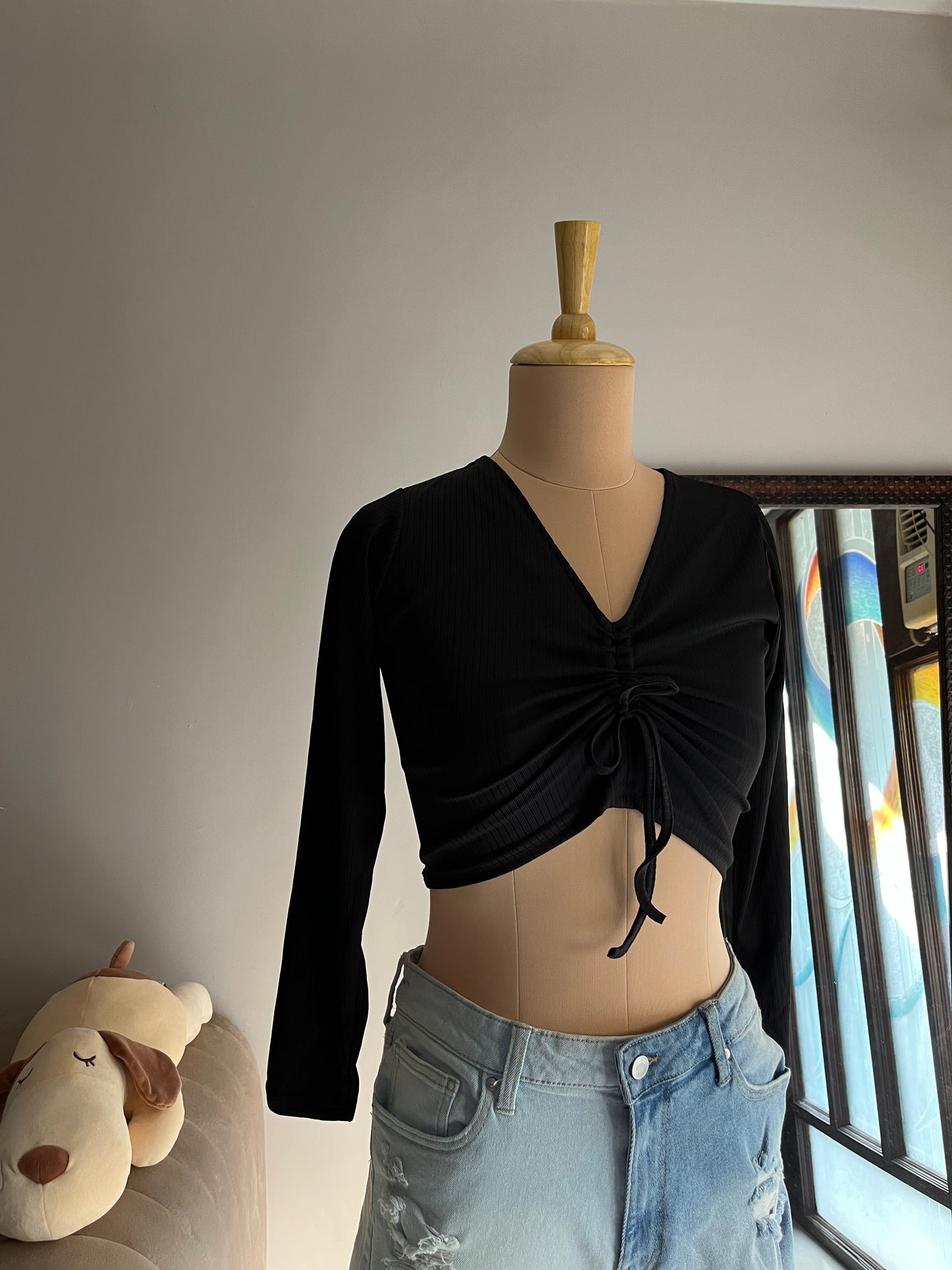 Black Drawstring Top