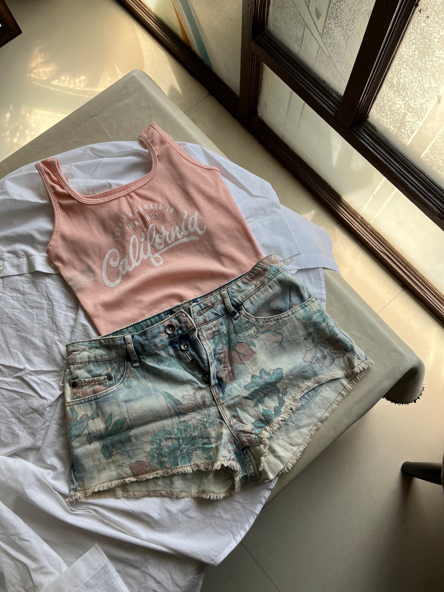 Denim Printed Shorts