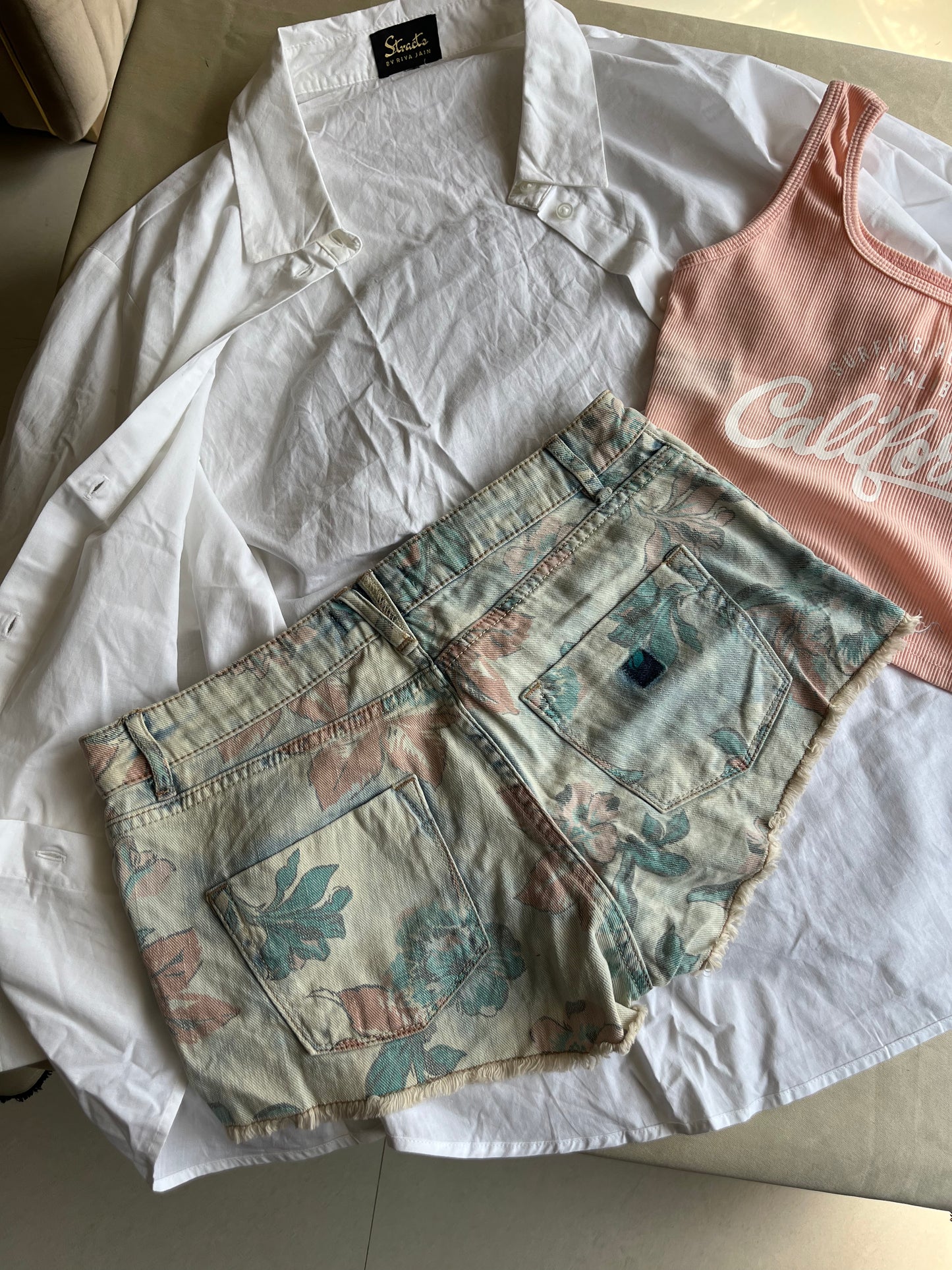 Denim Printed Shorts