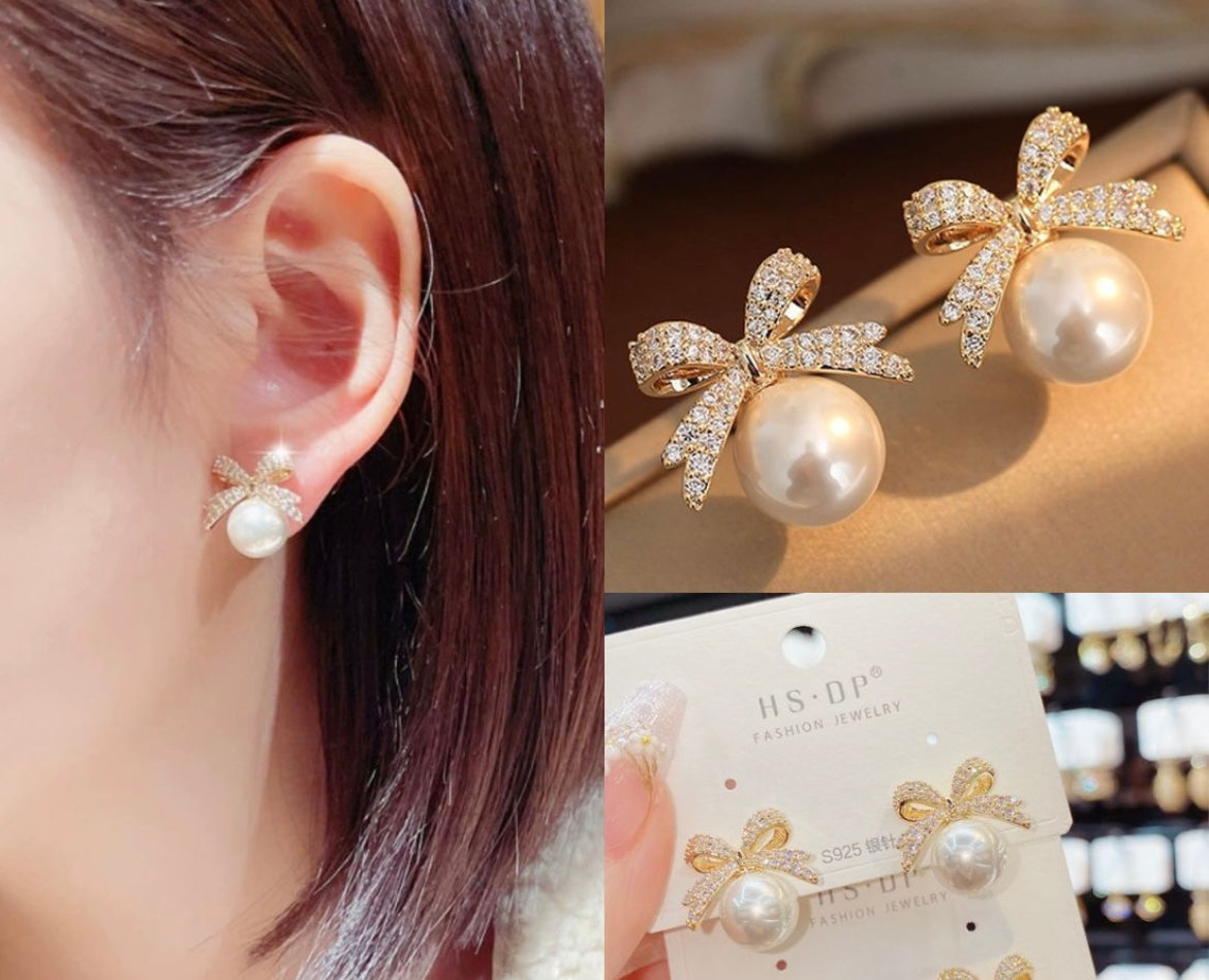 Pearl Bow Earrings
