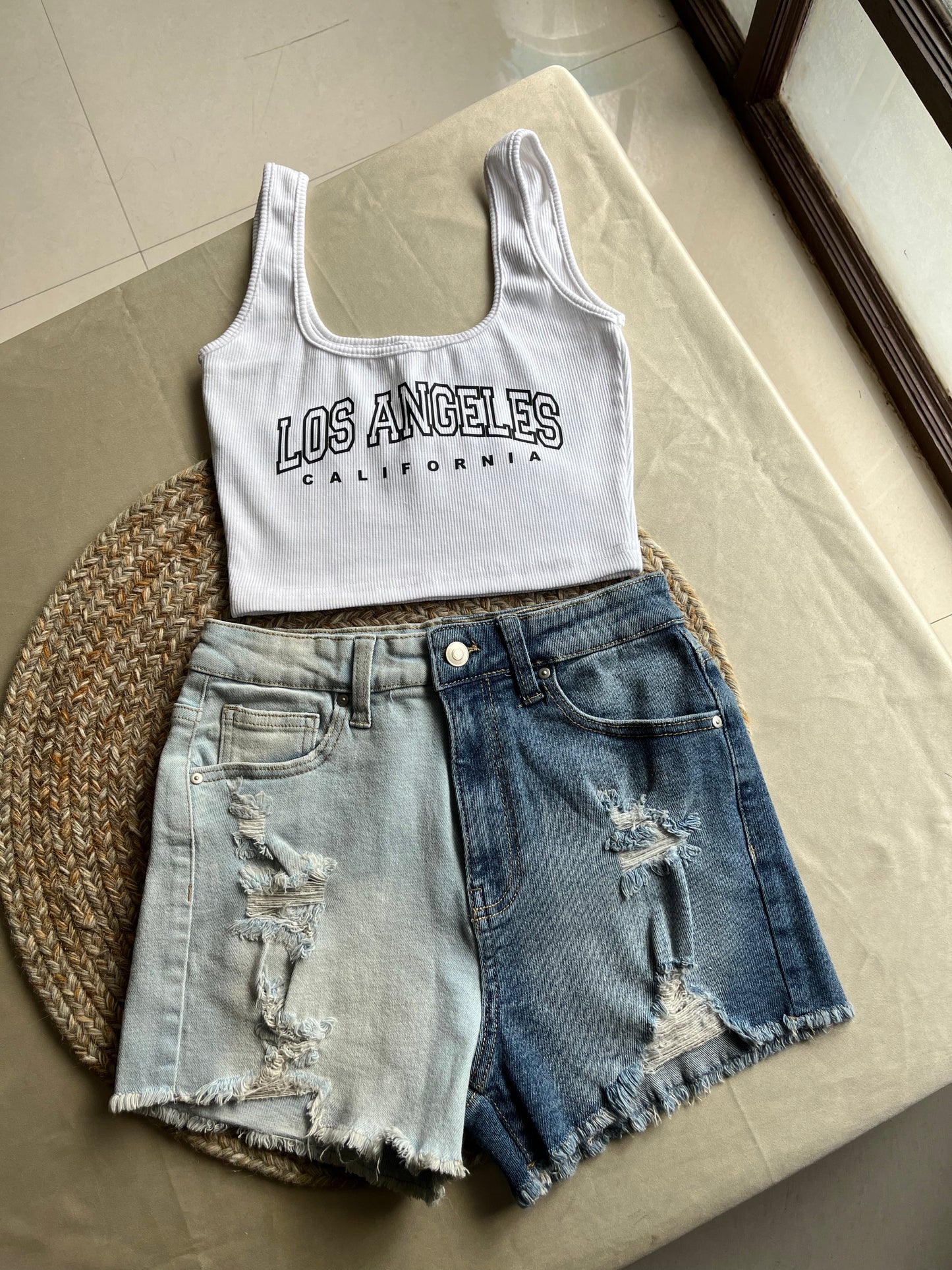 Dual Denim Shorts