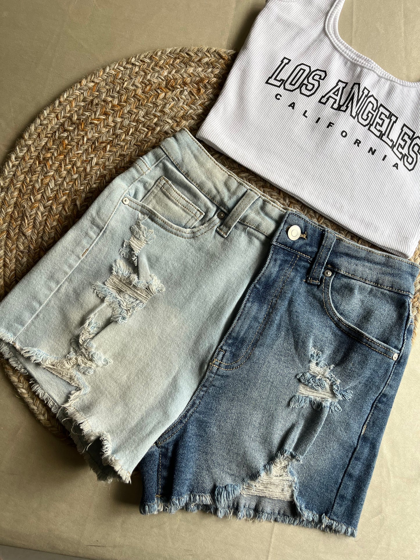 Dual Denim Shorts