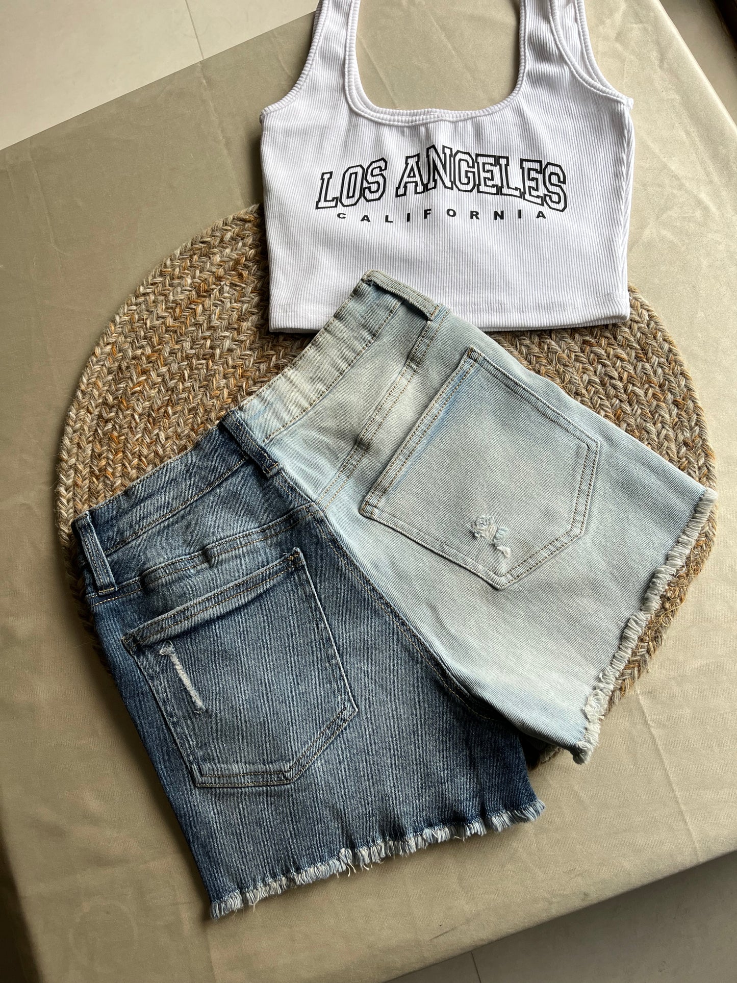 Dual Denim Shorts