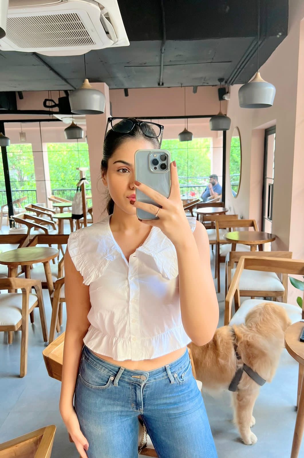 White Frill Collar Top