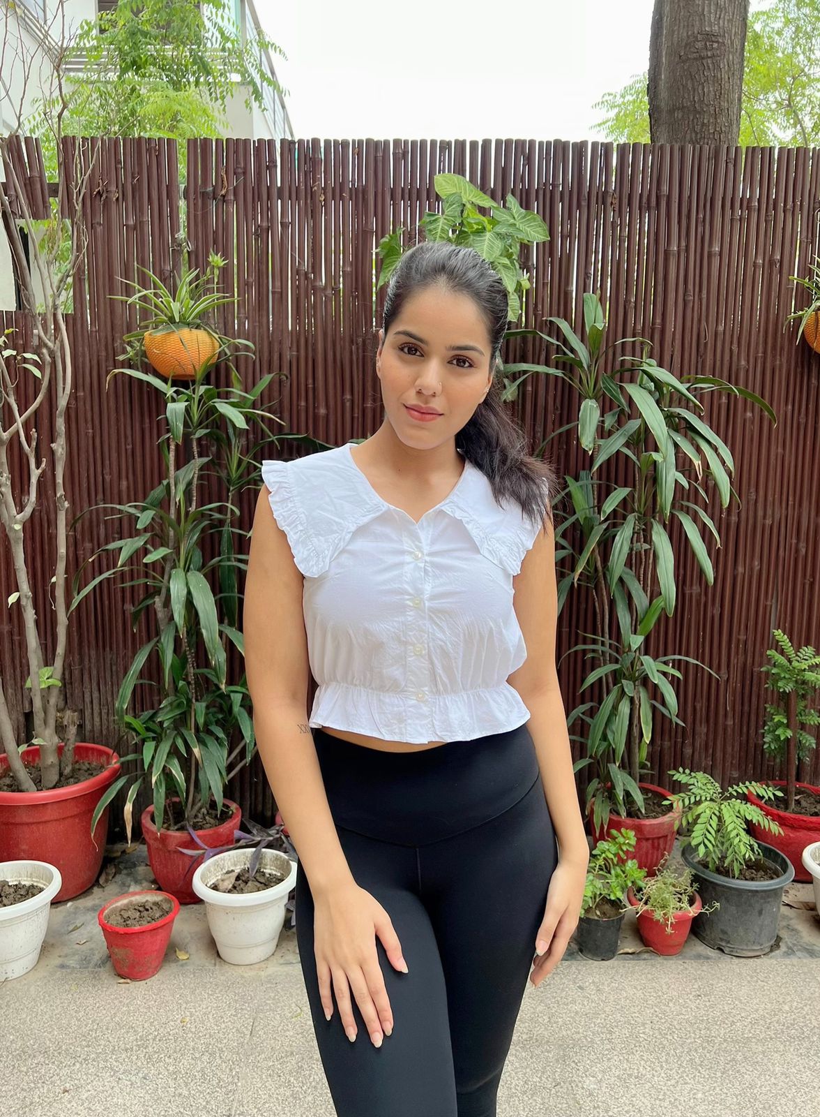 White Frill Collar Top