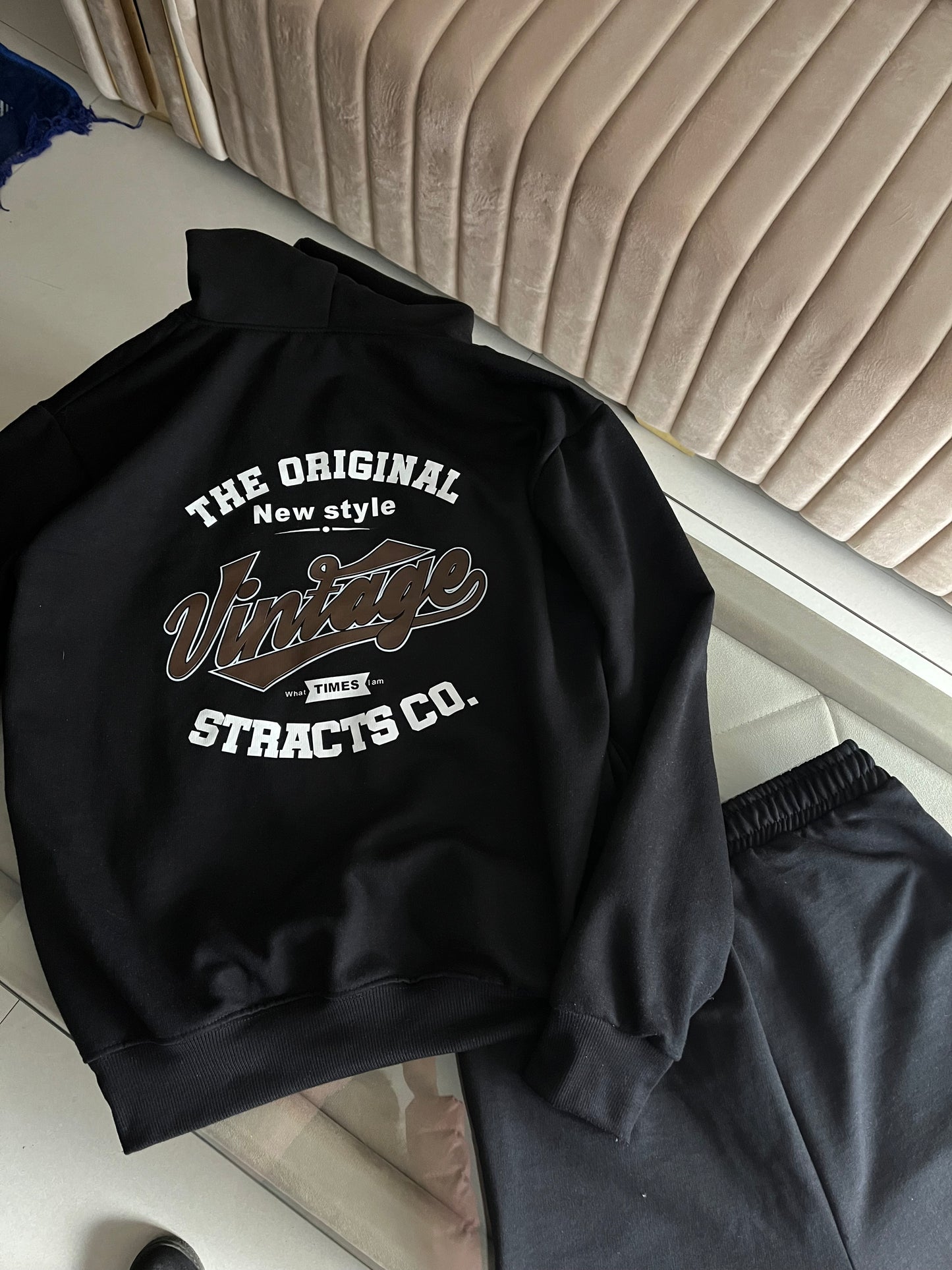 Printed Oversized Black Hoodie