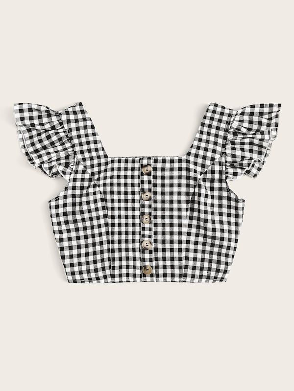 Black Plaid Top