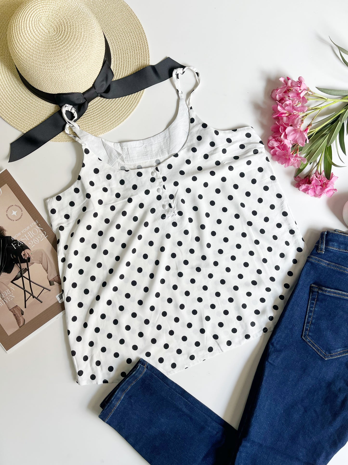 Polka Strap Top