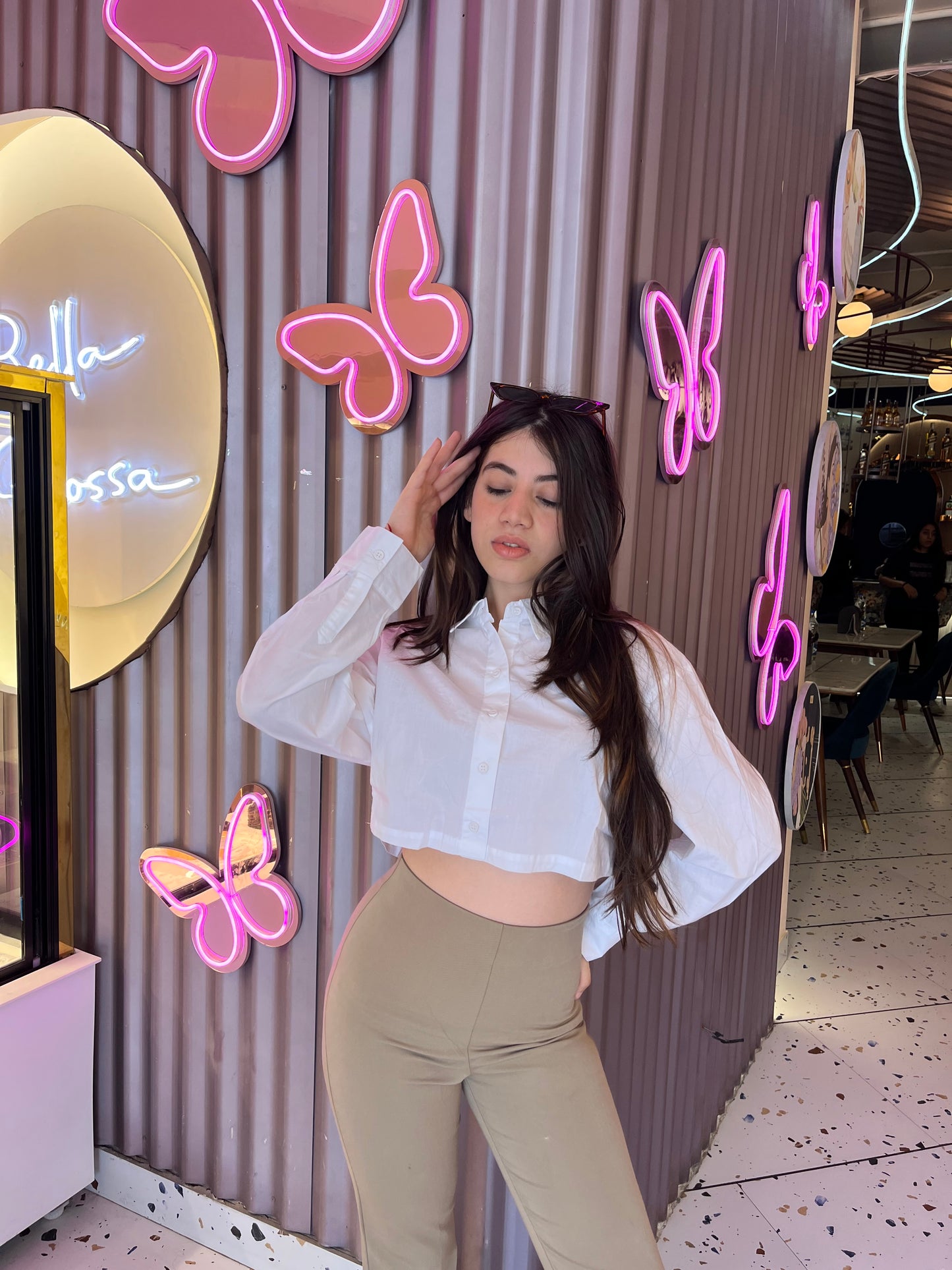 White Crop Baggy Shirt