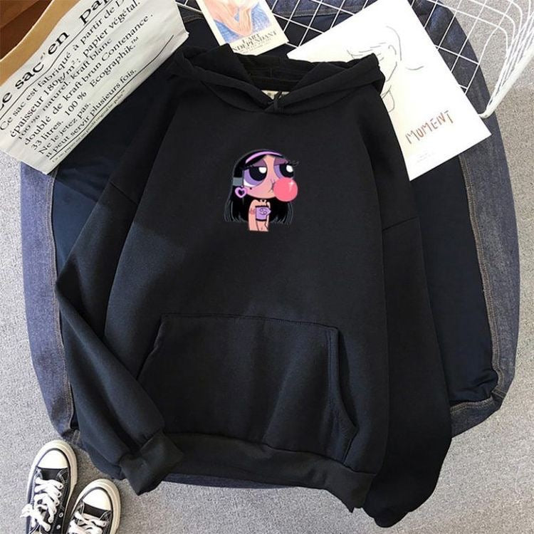 Black Printed Hoodie