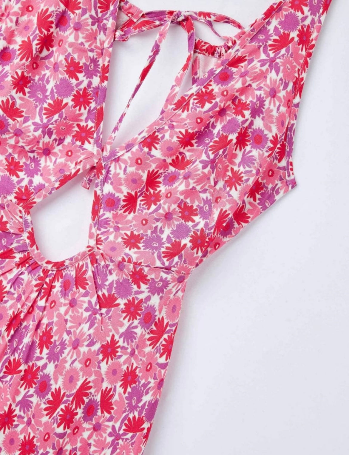 Pink Floral Cut Out Dress