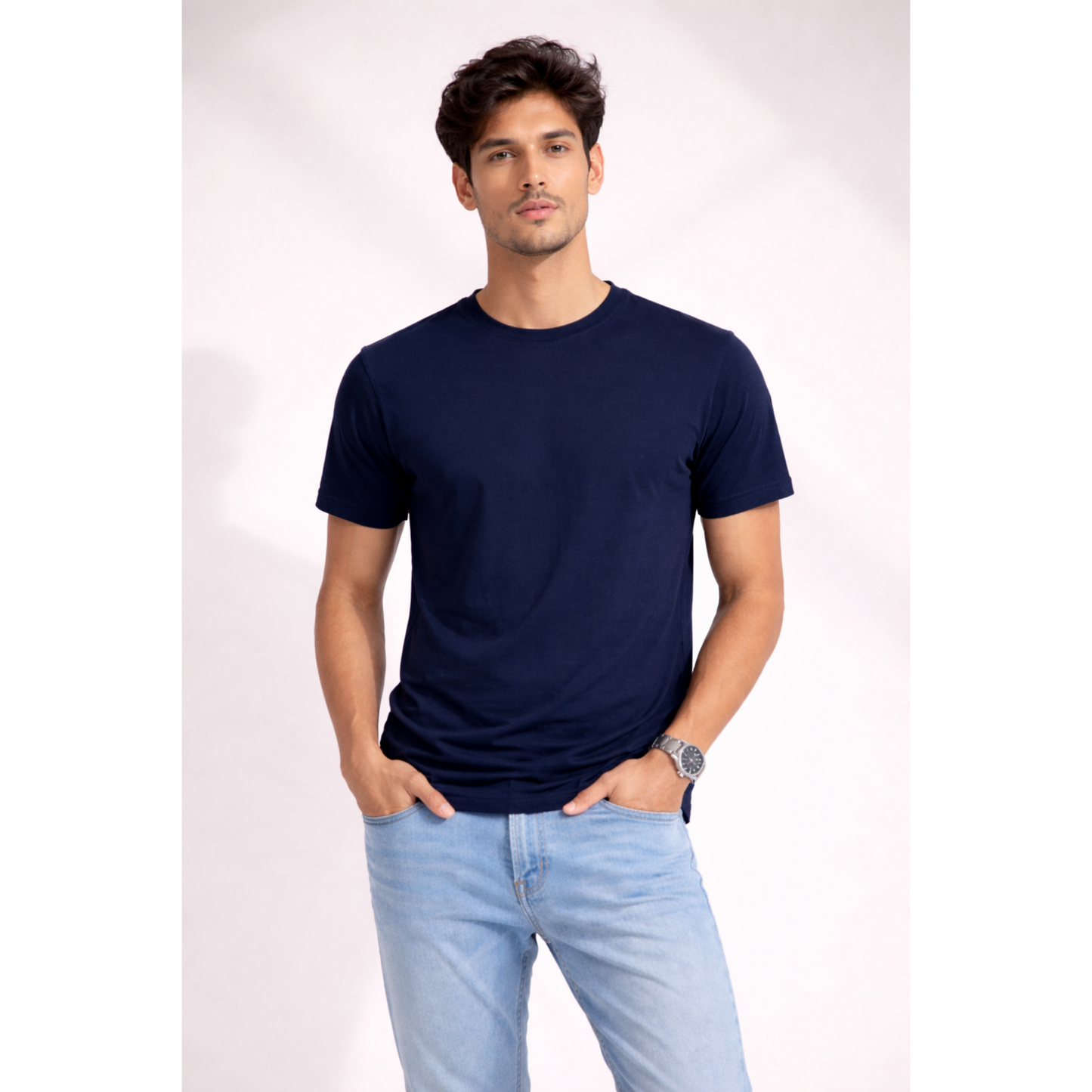Men's Round Neck Tshirt - Navy Blue