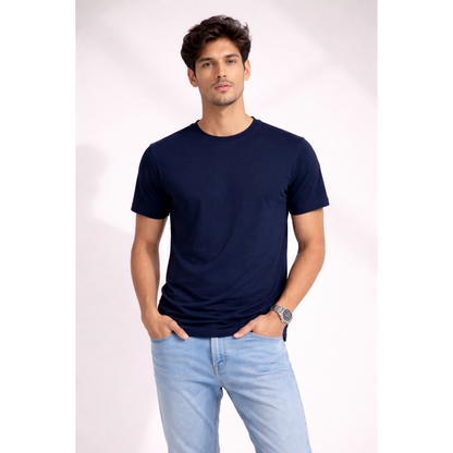 Men's Round Neck Tshirt - Navy Blue