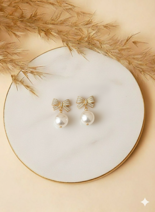 Pearl Bow Earrings