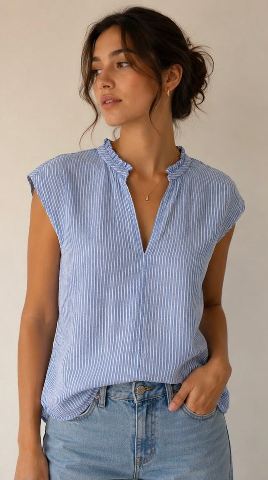 Striped V neck Top