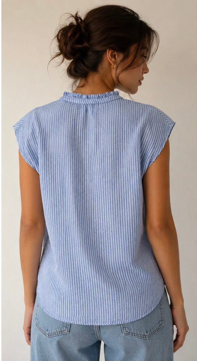 Striped V neck Top
