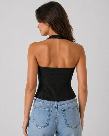 Black Backless Top