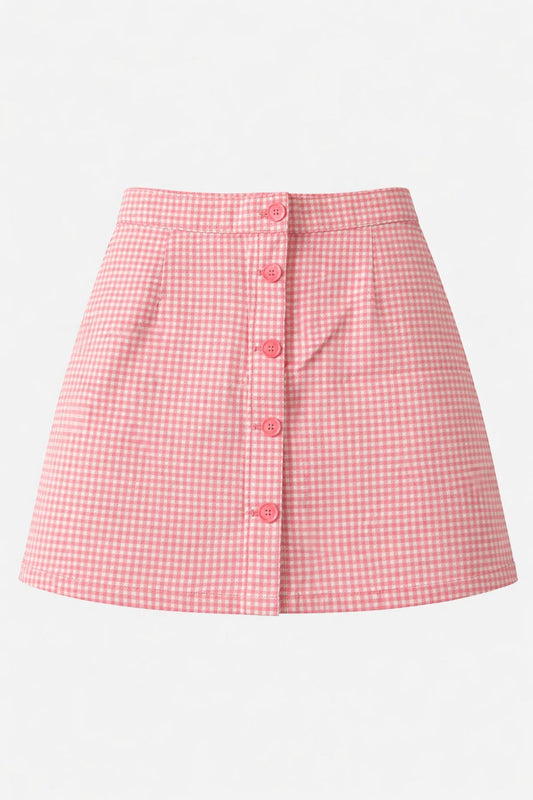 Plaid Buttoned Skirt