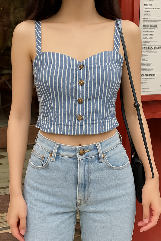 Buttoned Strap Top