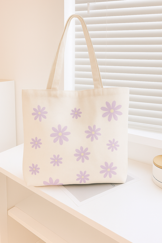 Canvas Printed Bag - Lavender Flowers