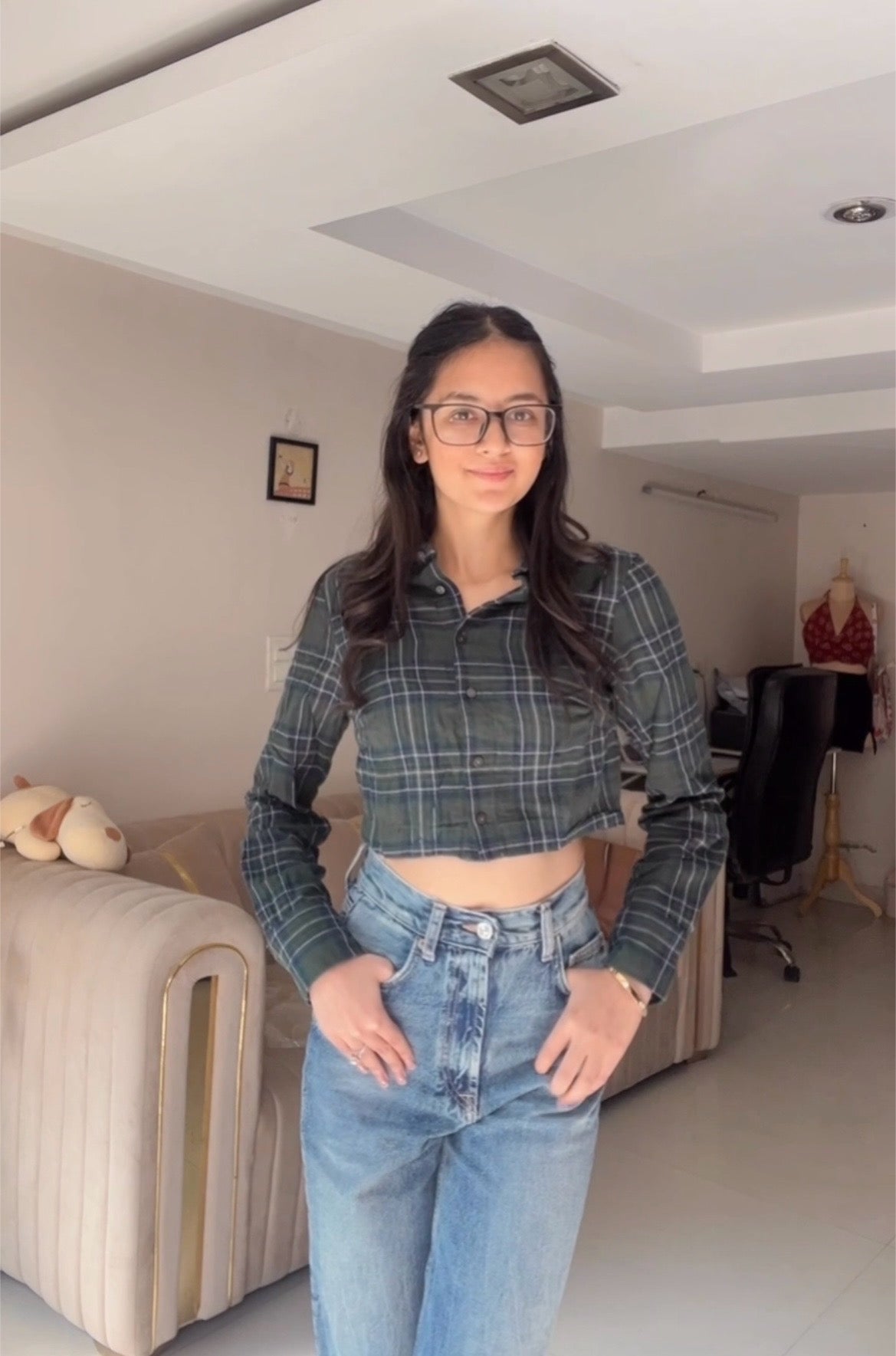 Cropped Check Shirt