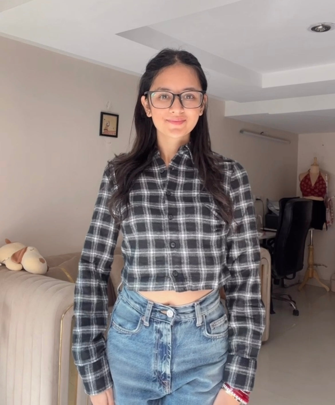 Cropped Check Shirt