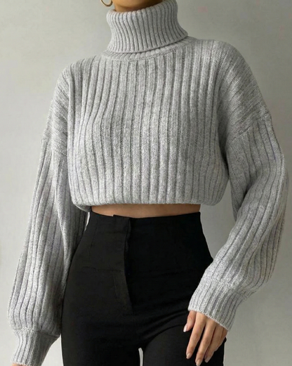 High Neck Cropped Sweater
