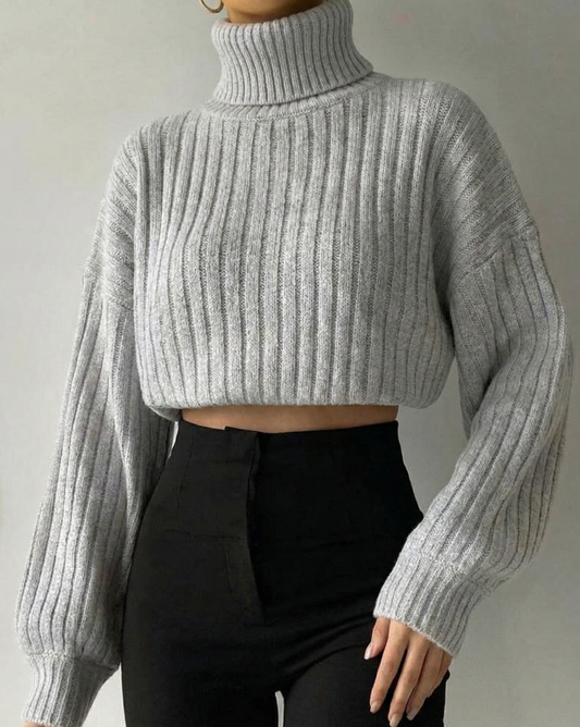 High Neck Cropped Sweater