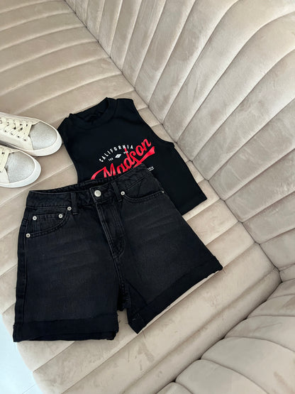 Black Denim Shorts