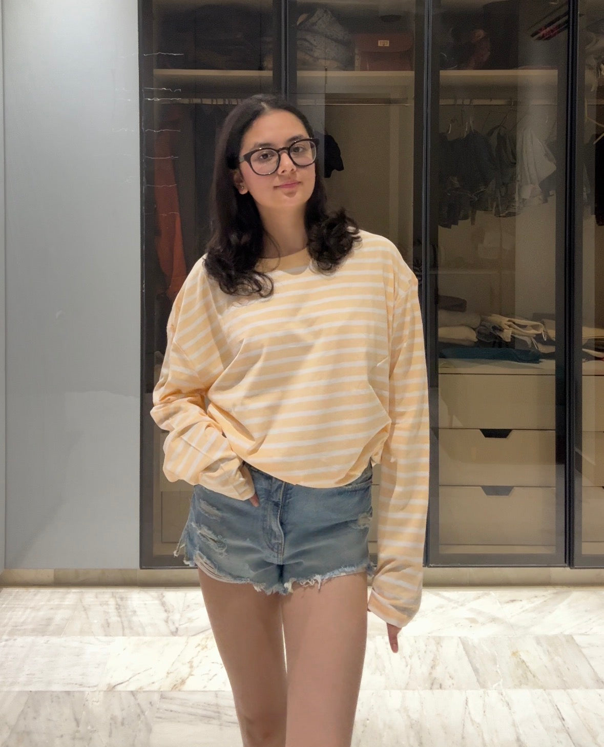 Yellow Striped Full Sleeved T-Shirt