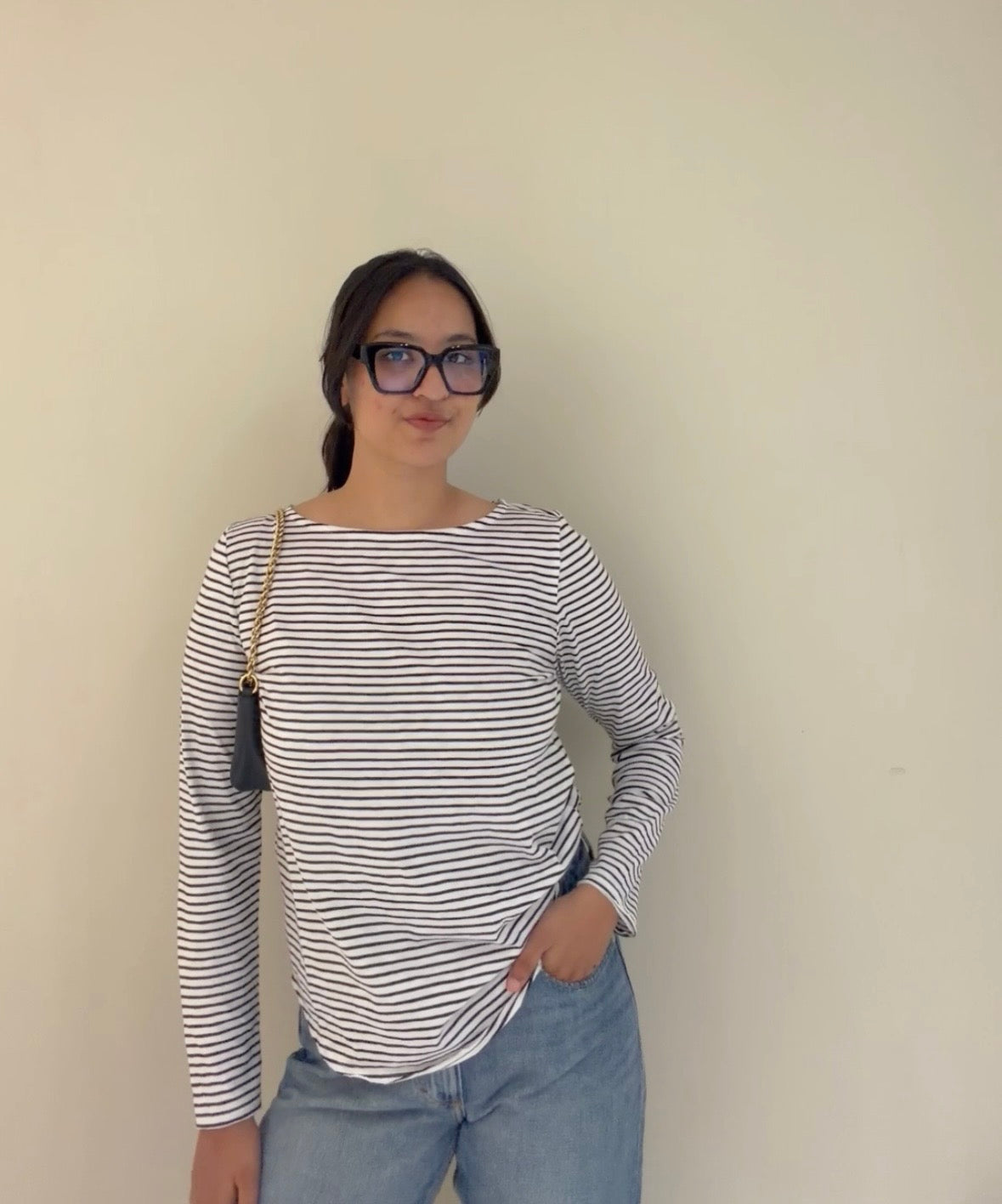 Black White Striped Full Sleeved T-Shirt