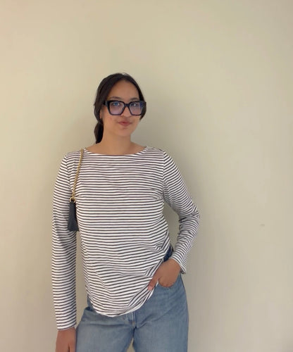 Black White Striped Full Sleeved T-Shirt