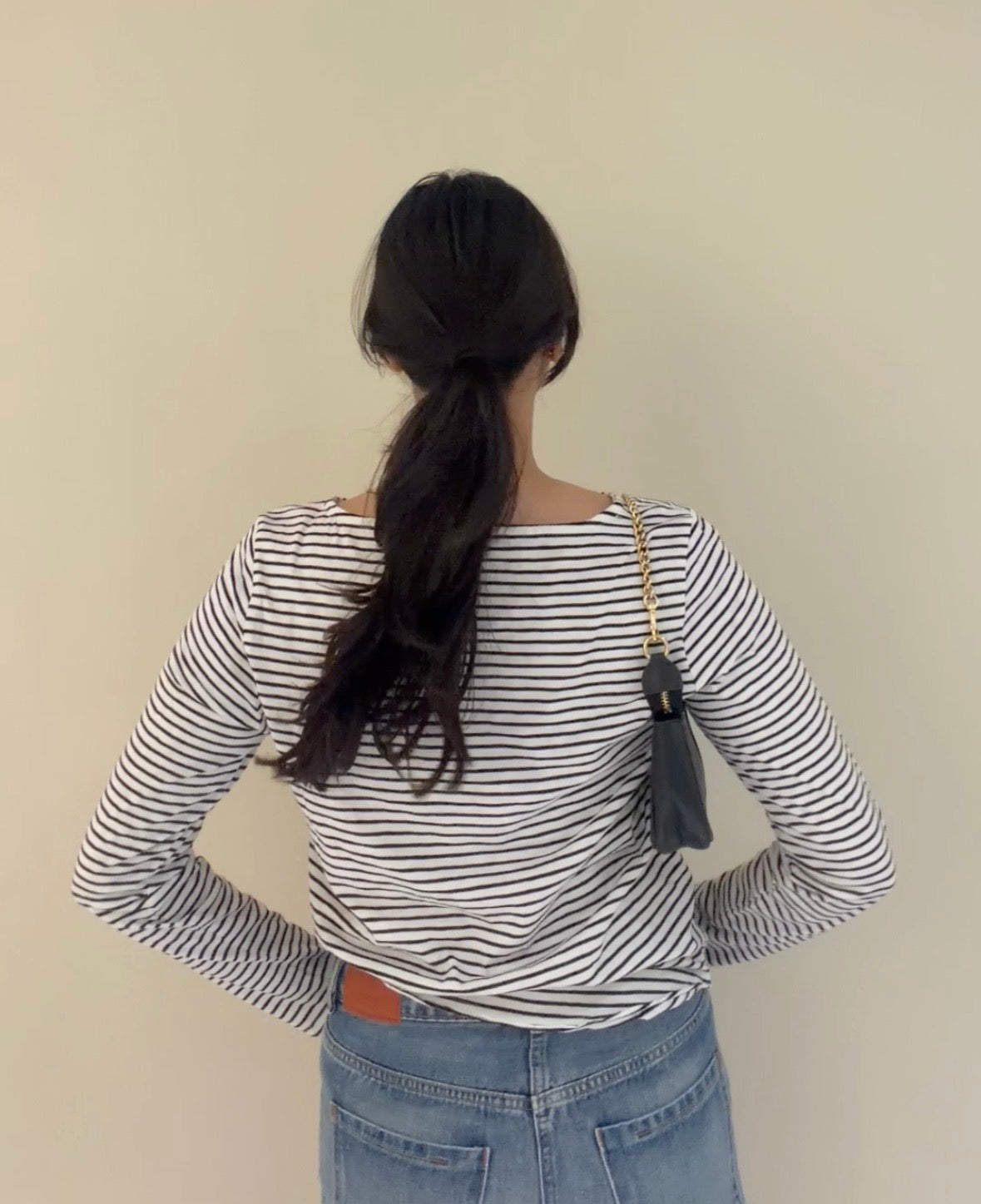 Black White Striped Full Sleeved T-Shirt