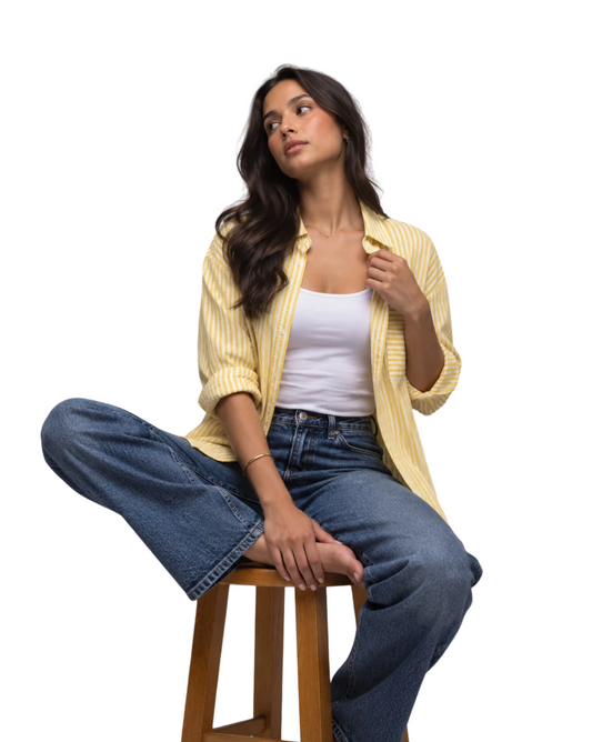 Yellow Overszied Stripe Shirt