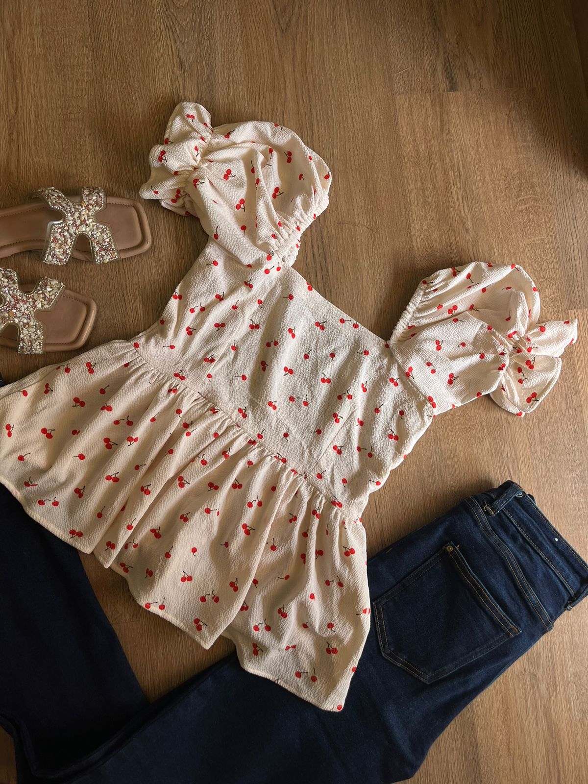 Cherry Peplum Top
