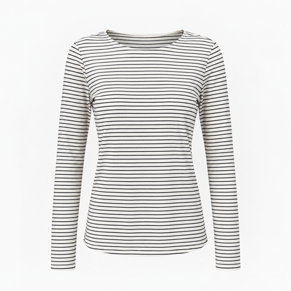 Black White Striped Full Sleeved T-Shirt
