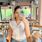 White Frill Collar Top
