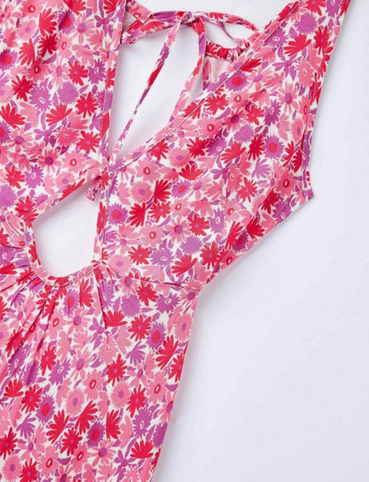 Pink Floral Cut Out Dress